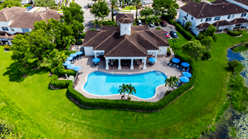 Aerial view of blue pool